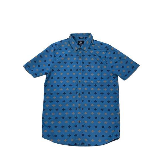 Volcom Men’s Sz Medium Woven Stackstone Classic Fit Blue Short Sleeve Button Up - Picture 1 of 10